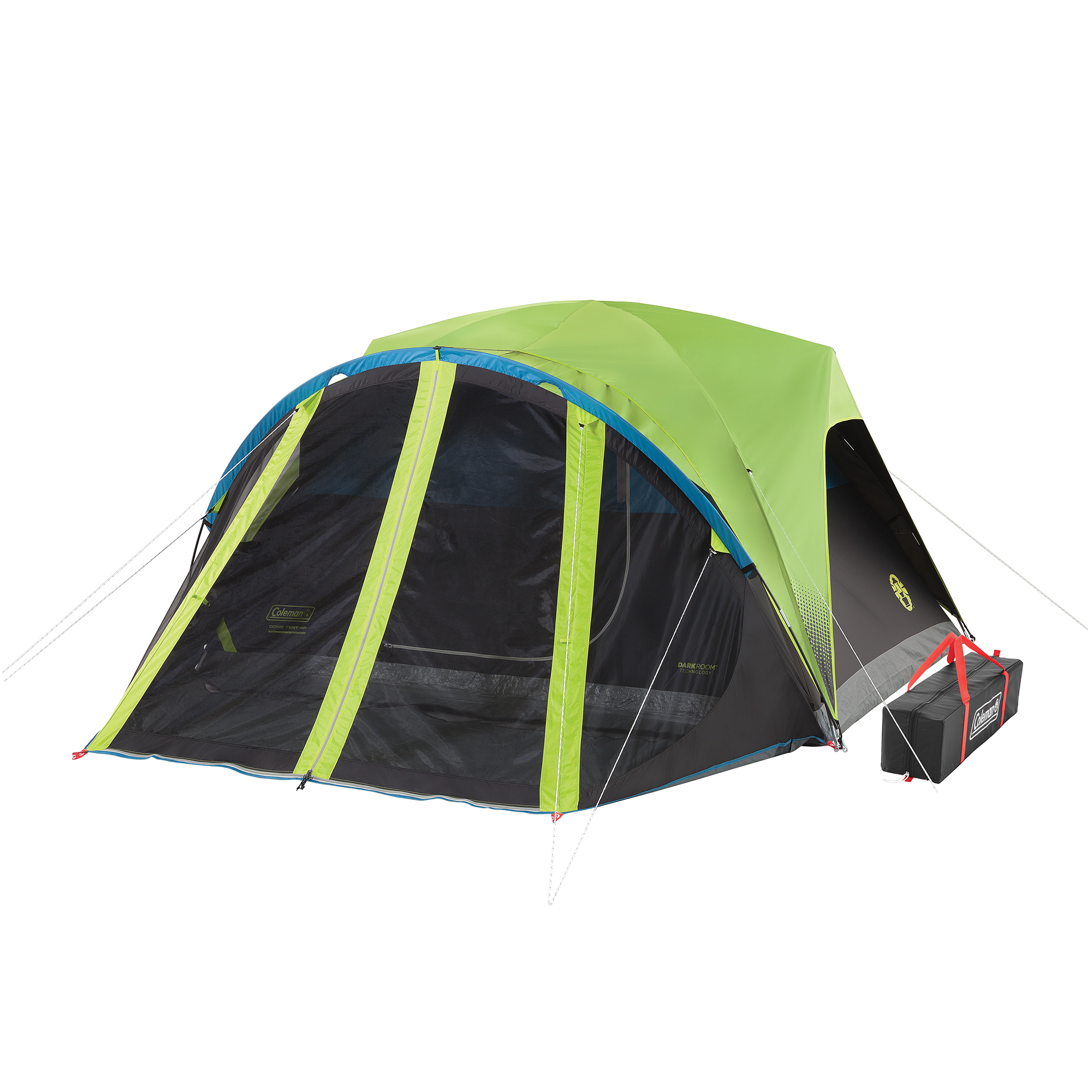 Coleman® 4-Person Carlsbad™ Dark Room™ Dome Camping Tent with Screen Room， 2 Rooms， Green