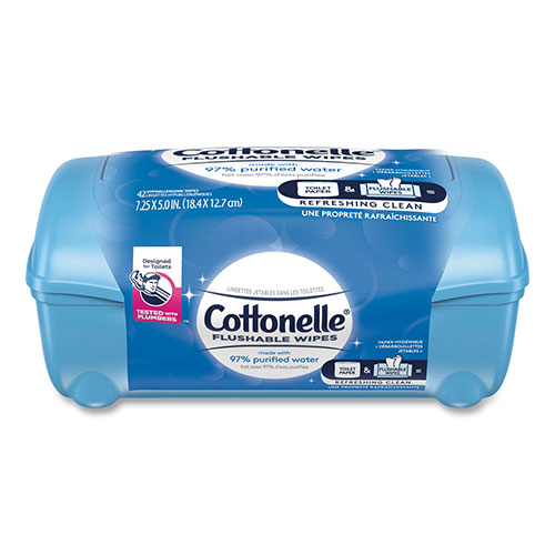 Kimberly-Clark Cottonelleandreg; Fresh Care Flushable Cleansing Cloths | 1-Ply， 3.75 x 5.5， White， 42