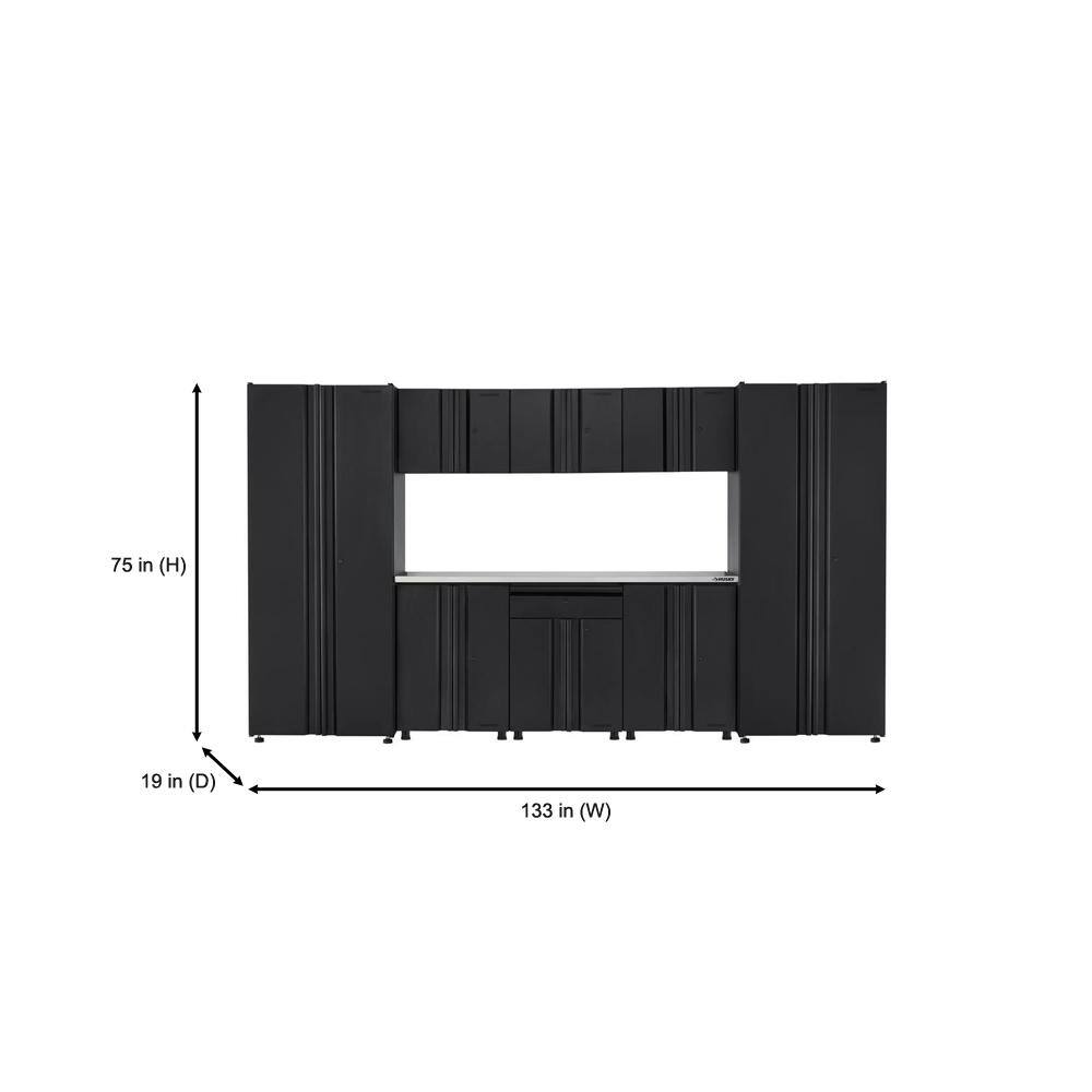 Husky 9-Piece Regular Duty Welded Steel Garage Storage System in Black (133 in. W x 75 in. H x 19 in. D) GS13209-SS