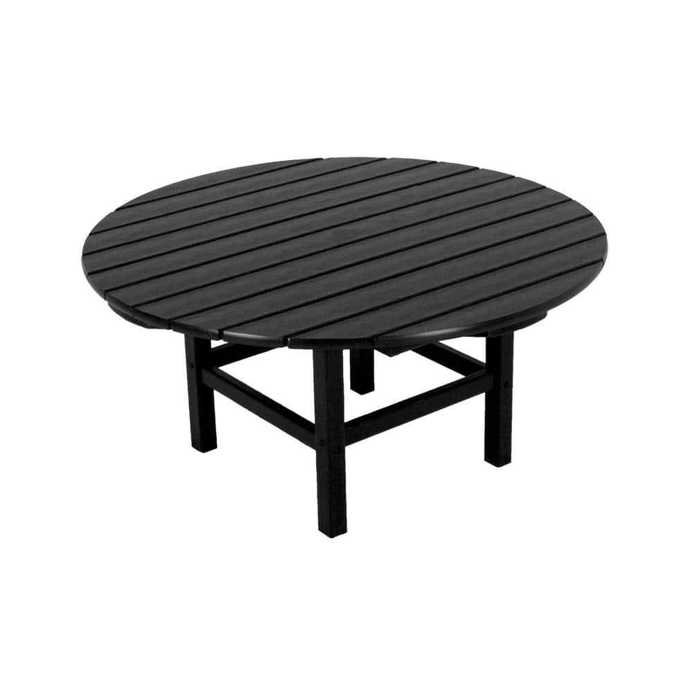 POLYWOOD Black 38 in Round Patio Conversation Table