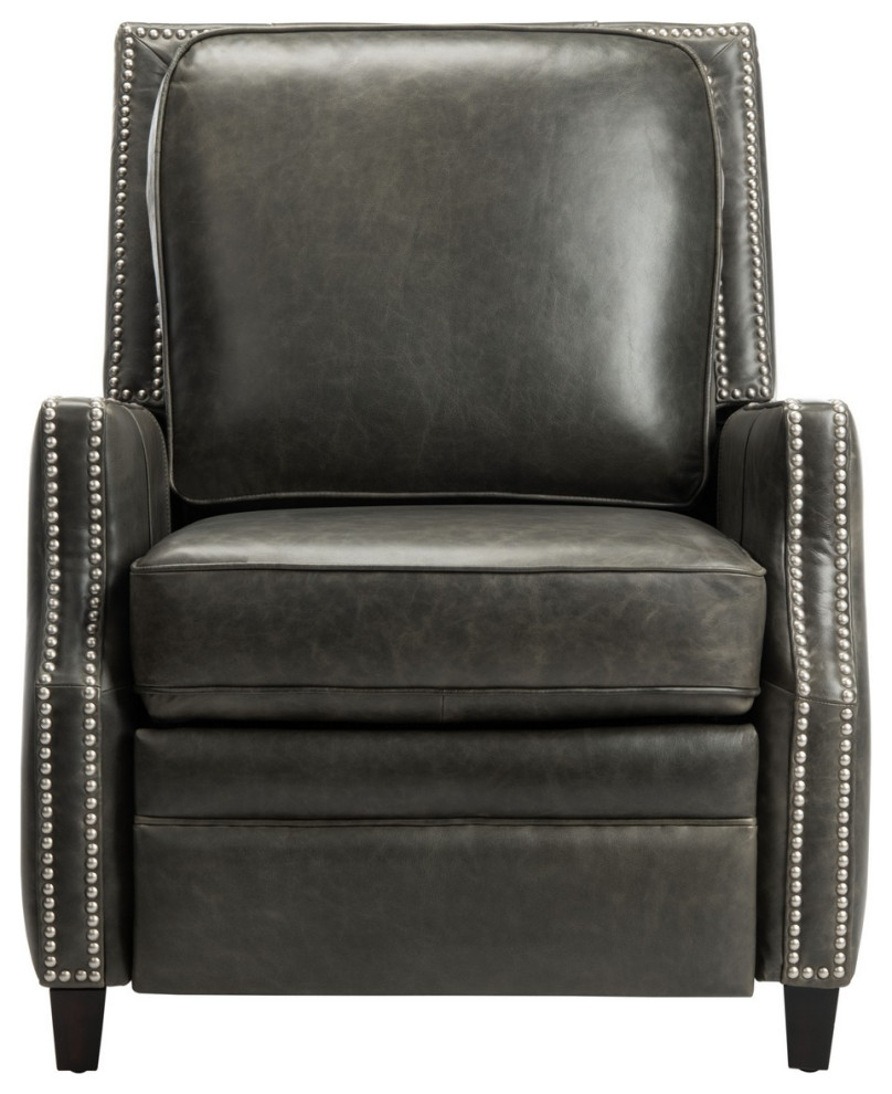 Stirling Leather Recliner Aged Black   Transitional   Recliner Chairs   by Peachtree Fine Furniture  Houzz