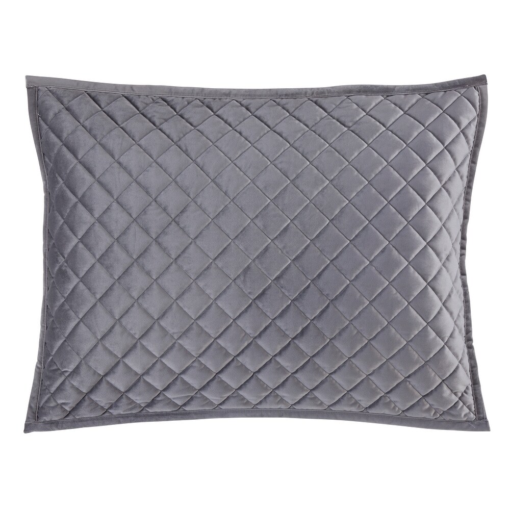 HiEnd Accents Velvet Diamond Quilted Pillow Sham Set  2PC