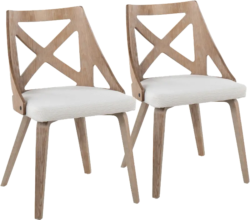 Charlotte Light Brown and Cream Dining Chairs， Set of 2