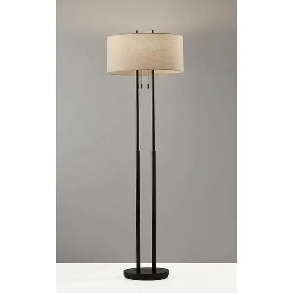 Strick and Bolton Lissie Brushed Steel Double Socket Floor Lamp