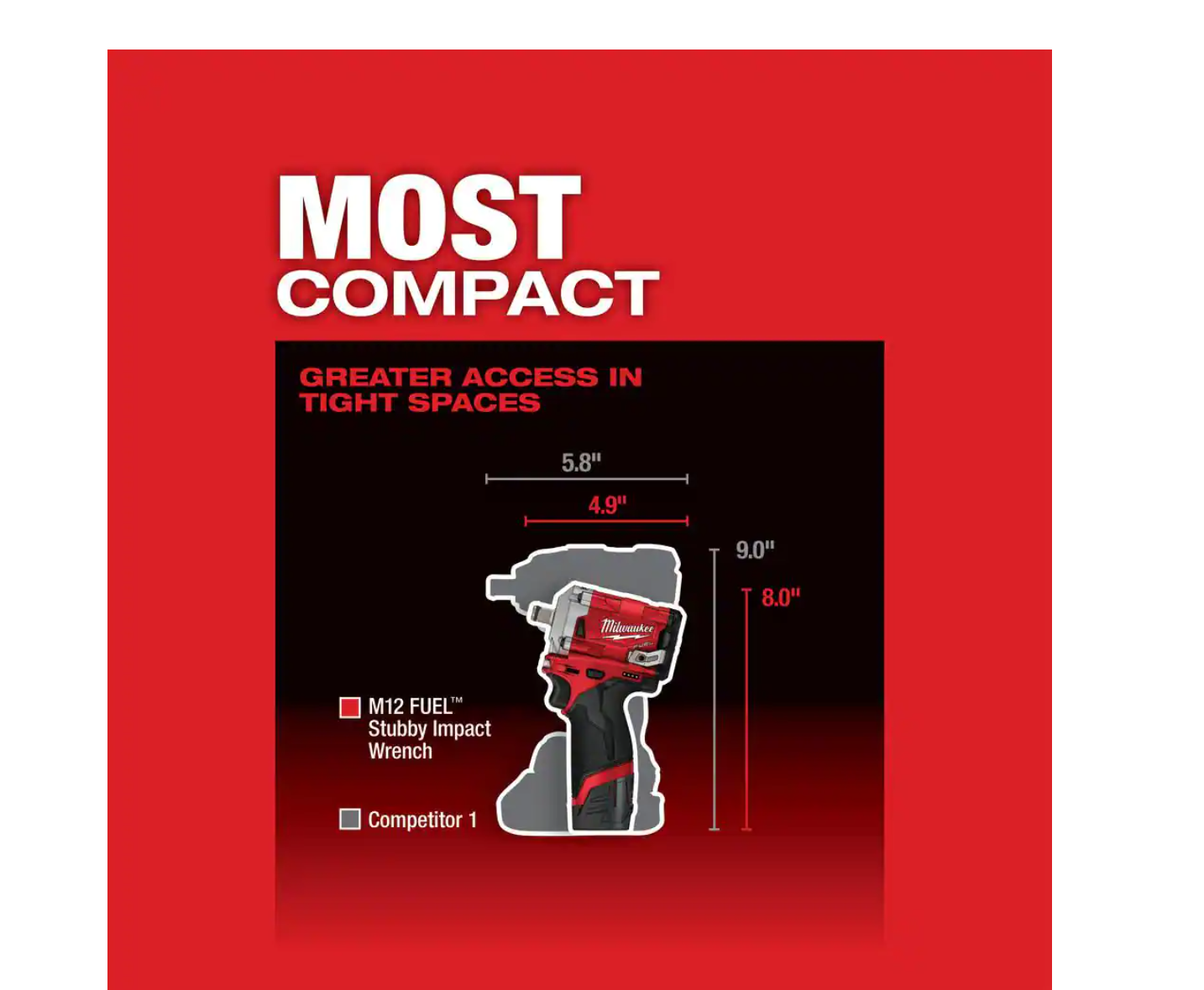 Milwaukee 2555-22-2457-20 M12 FUEL 12V Lithium-Ion Brushless Cordless Stubby 1/2 in. Impact Wrench Kit with M12 3/8 in. Ratchet