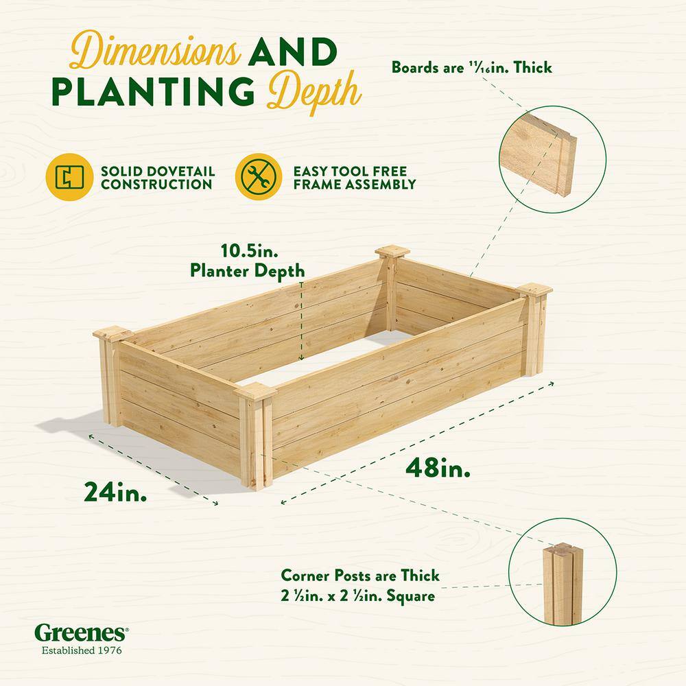 Greenes Fence 2 ft. x 4 ft. x 10.5 in. Original Cedar Raised Garden Bed RC24484T