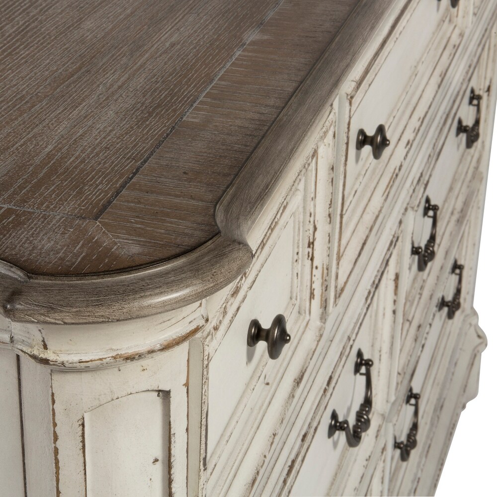 Magnolia Manor Antique White Weathered Bark 7 Drawer Dresser