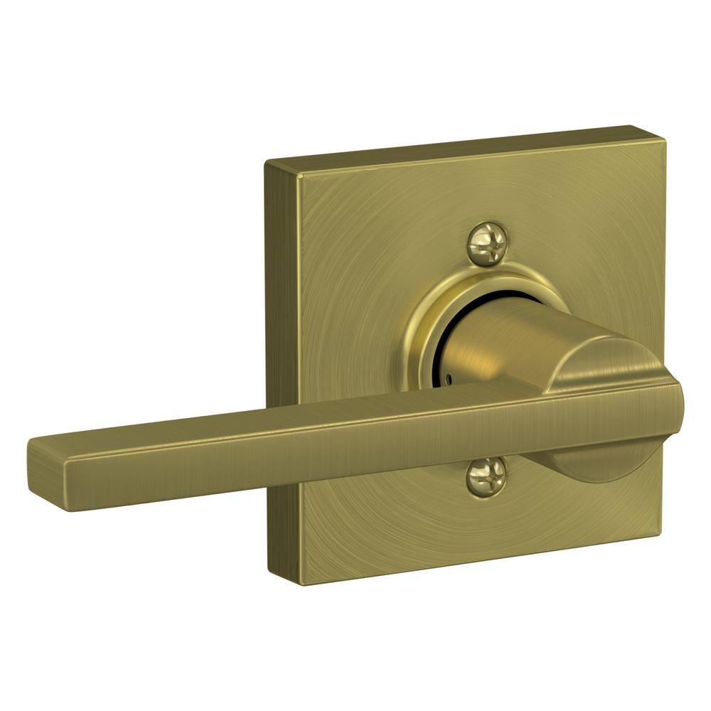 Schlage Latitude Satin Brass Passage HallCloset Door Handle with Collins Trim F10 V LAT 608 COL