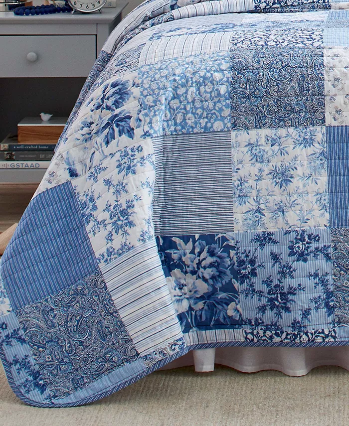 Laura Ashley Paisley Patchwork Reversible 2 Piece Quilt Set， Twin