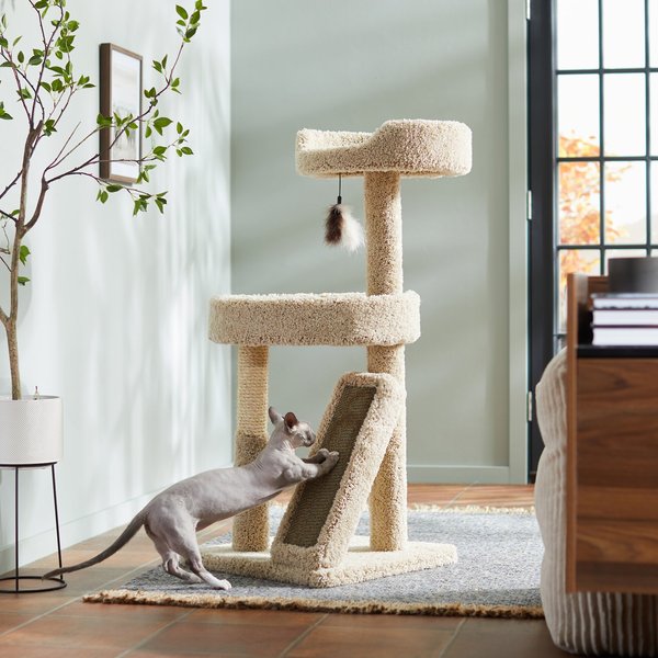 Frisco 44-in Real Carpet  Cat Tree with Replaceable Corrugate Scratcher