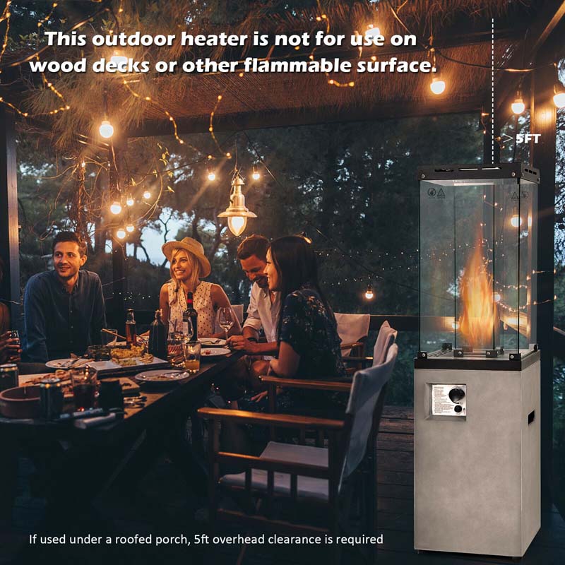 41000 BTU Propane Patio Heater with Lockable Wheels, Tempered Glass Tube, Waterproof Cover