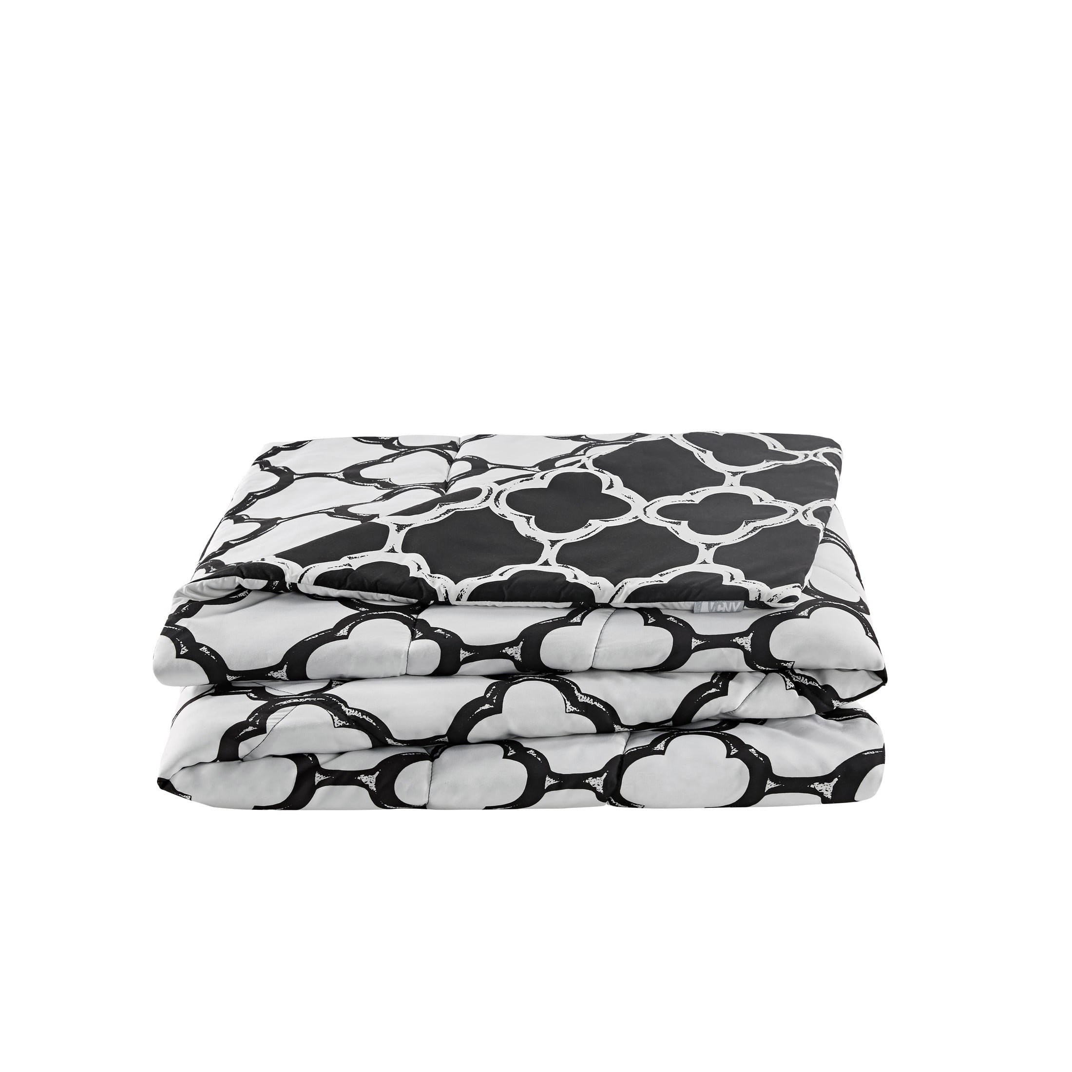 VCNY Home Galaxy 8-Piece Black Quatrefoil Polyester Bed in a Bag， King - Reversible