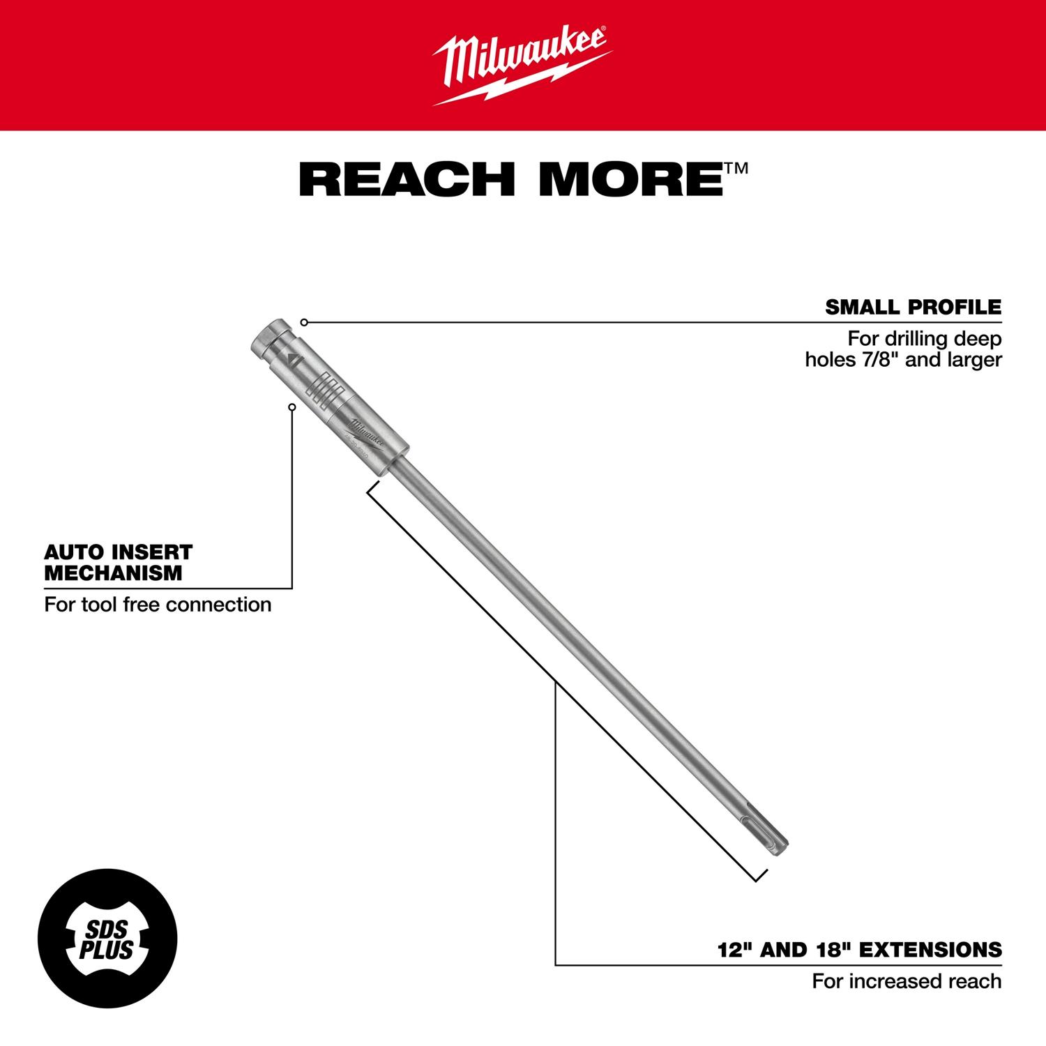 MW Plus-Lok 7/8 in. X 18 in. L Steel Extension Drill Bit 1 pk