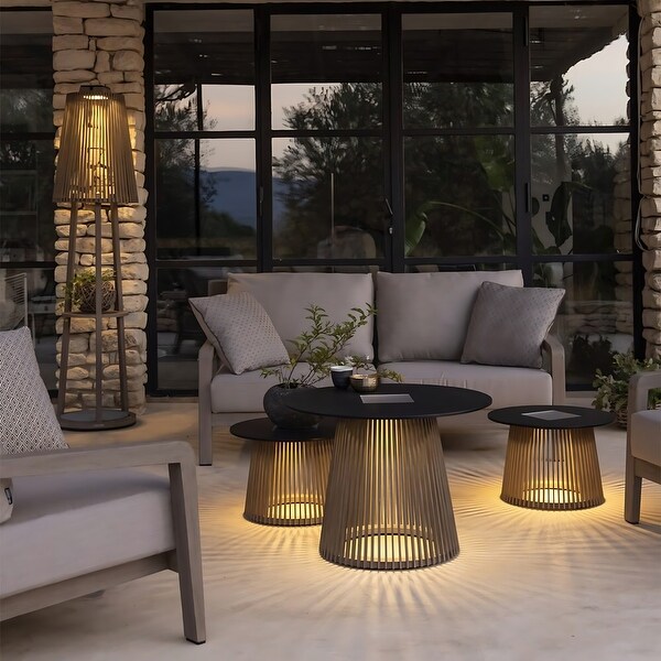 Outdoor Solar LED Glow Coffee Table for Patio