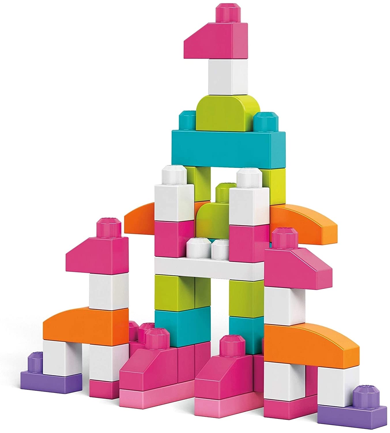 Mega Bloks First Builders Big Building Bag， Building Toys for Toddlers- Pink Bag