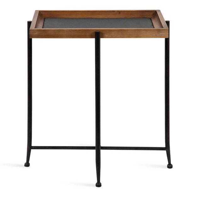 Kate And Laurel Mecabe Rectangle Metal Side Table 19 75x13 5x23 25 Rustic Brown And Black