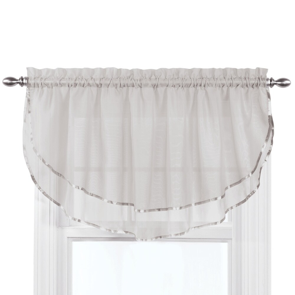 Elegance Sheer Fabric Rod Pocket Top Ascot Window Valance   7.000 x 5.750 x 1.250