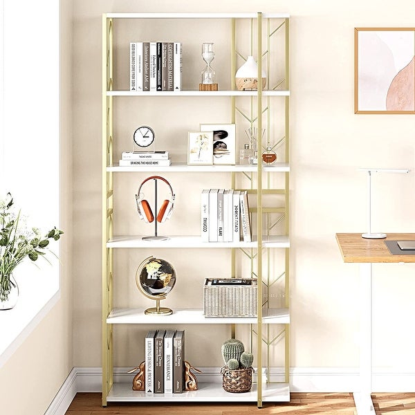 Bookshelf 6 Tier Bookcase Modern Storage Rack Shelf Tall Standing Bookshelves