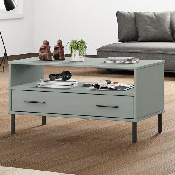 Coffee Table with Metal Legs Gray 33.5