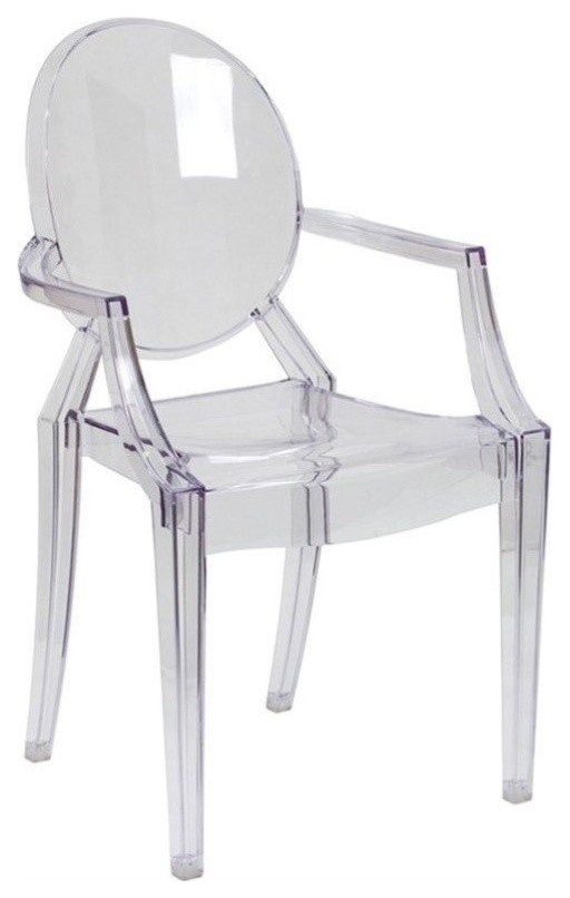 Bowery Hill Ghost Dining Chair with Arms in Transparent Crystal   Contemporary   Outdoor Dining Chairs   by Homesquare  Houzz