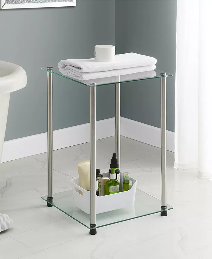 Convenience Concepts 15.75 Glass Designs2Go 2 Tier Square End Table