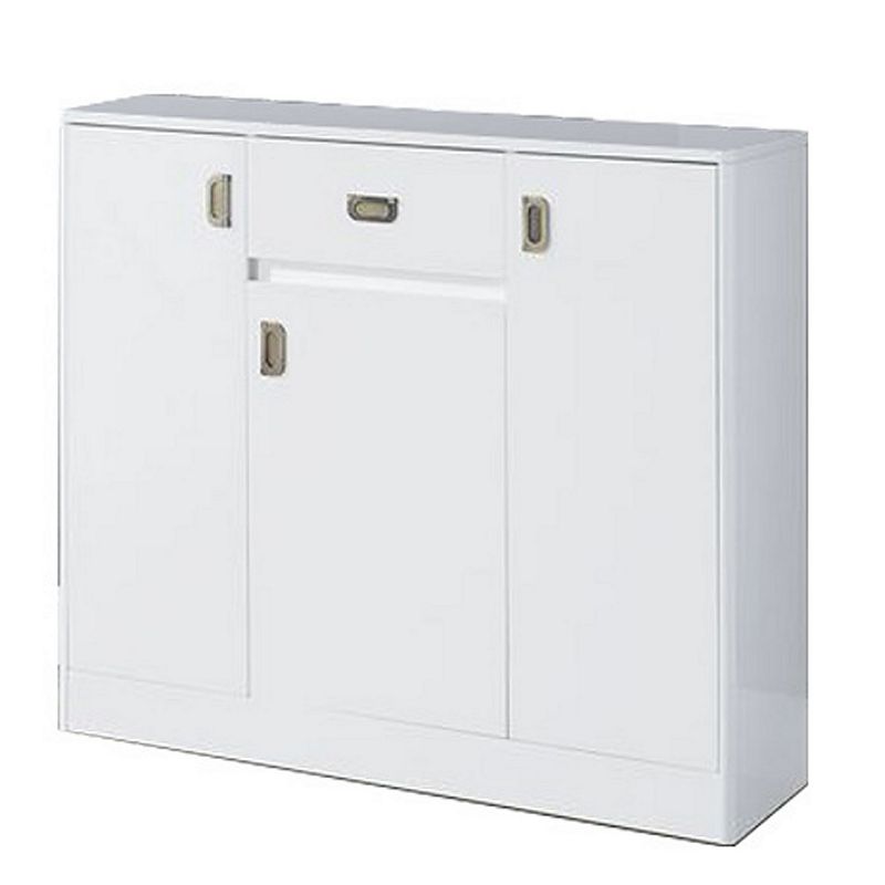 Server with 3 Door Storage and High Gloss， White