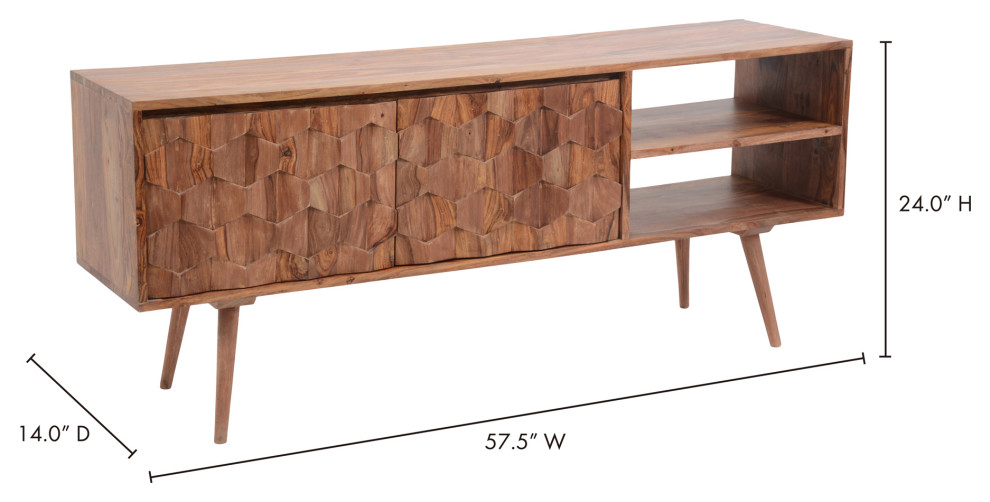 Mid   Century Modern O2 Tv Cabinet Brown   Natural   Midcentury   Entertainment Centers And Tv Stands   by First of a Kind USA Inc  Houzz