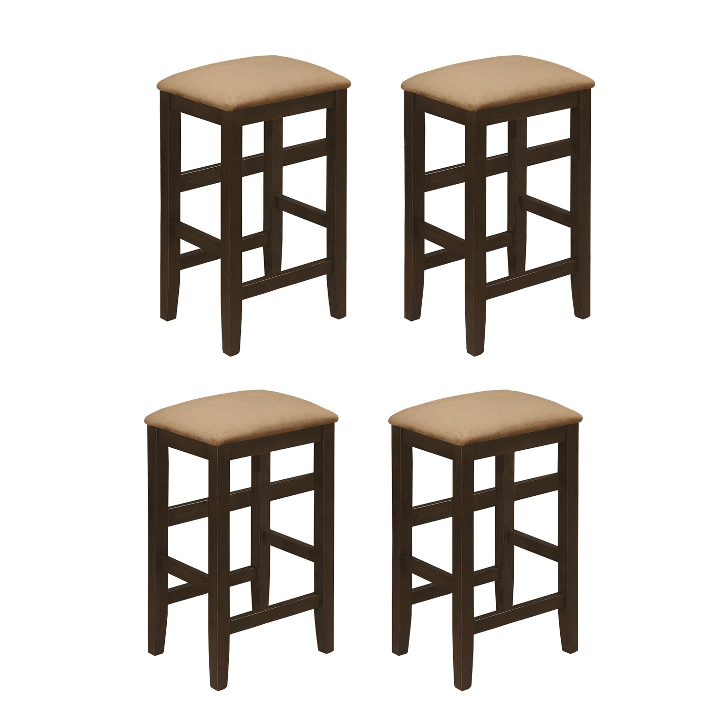 Set of 4 Wooden Counter Height Stool in Cappuccino