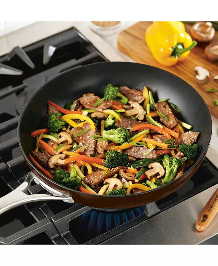 Anolon Nouvelle Copper Luxe Sable Hard-Anodized Non-Stick Stir Fry Pan