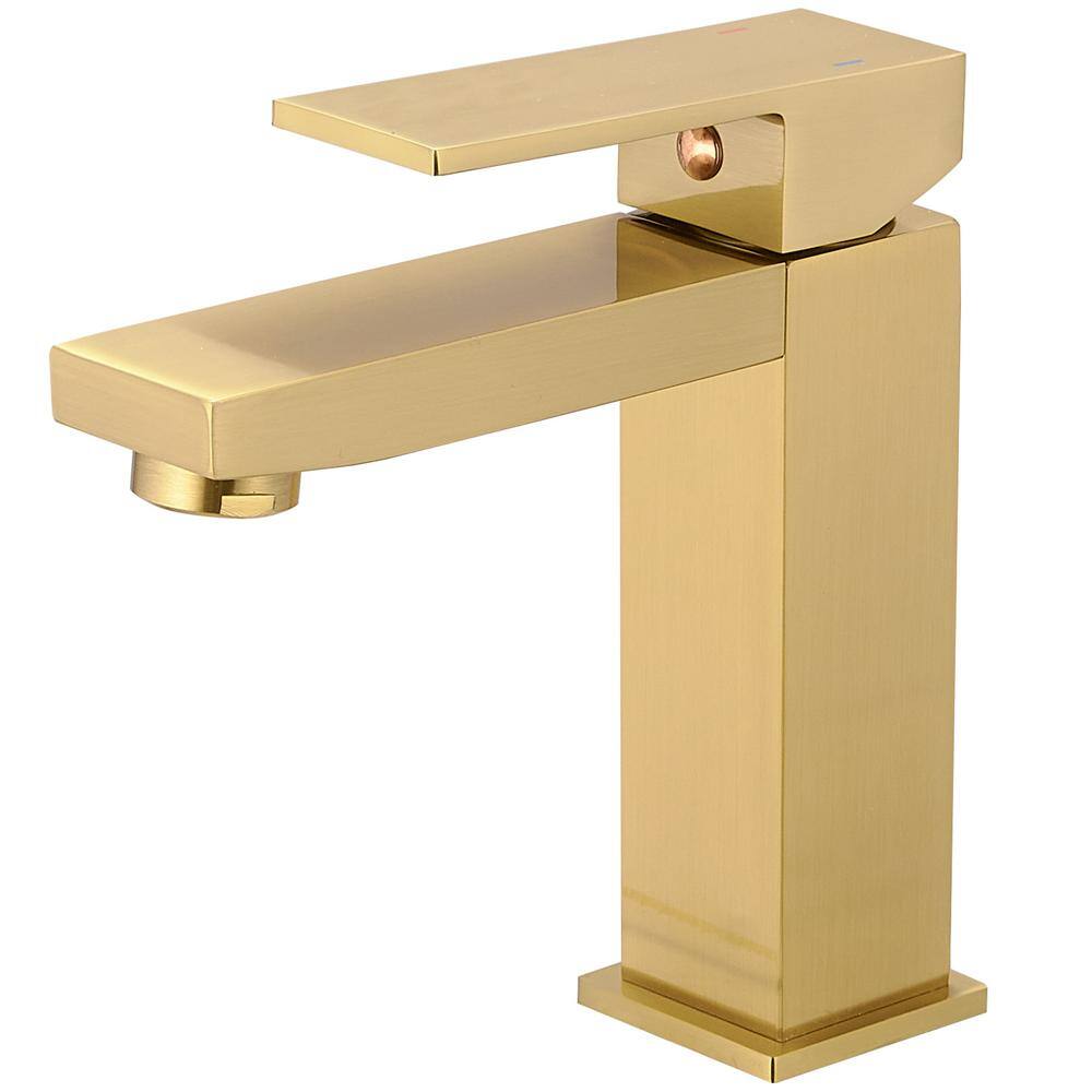 BWE Single Hole Single-Handle Bathroom Faucet in Brushed Gold A-96052-BG