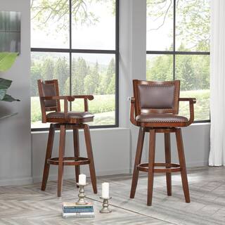 Boraam Broadmoor 34 in. Cappuccino Wood Swivel Extra Tall Barstool 51834