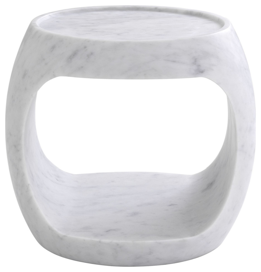 White Marble Round Side Table  Eichholtz Clipper Low   Traditional   Side Tables And End Tables   by Oroa   Distinctive Furniture  Houzz