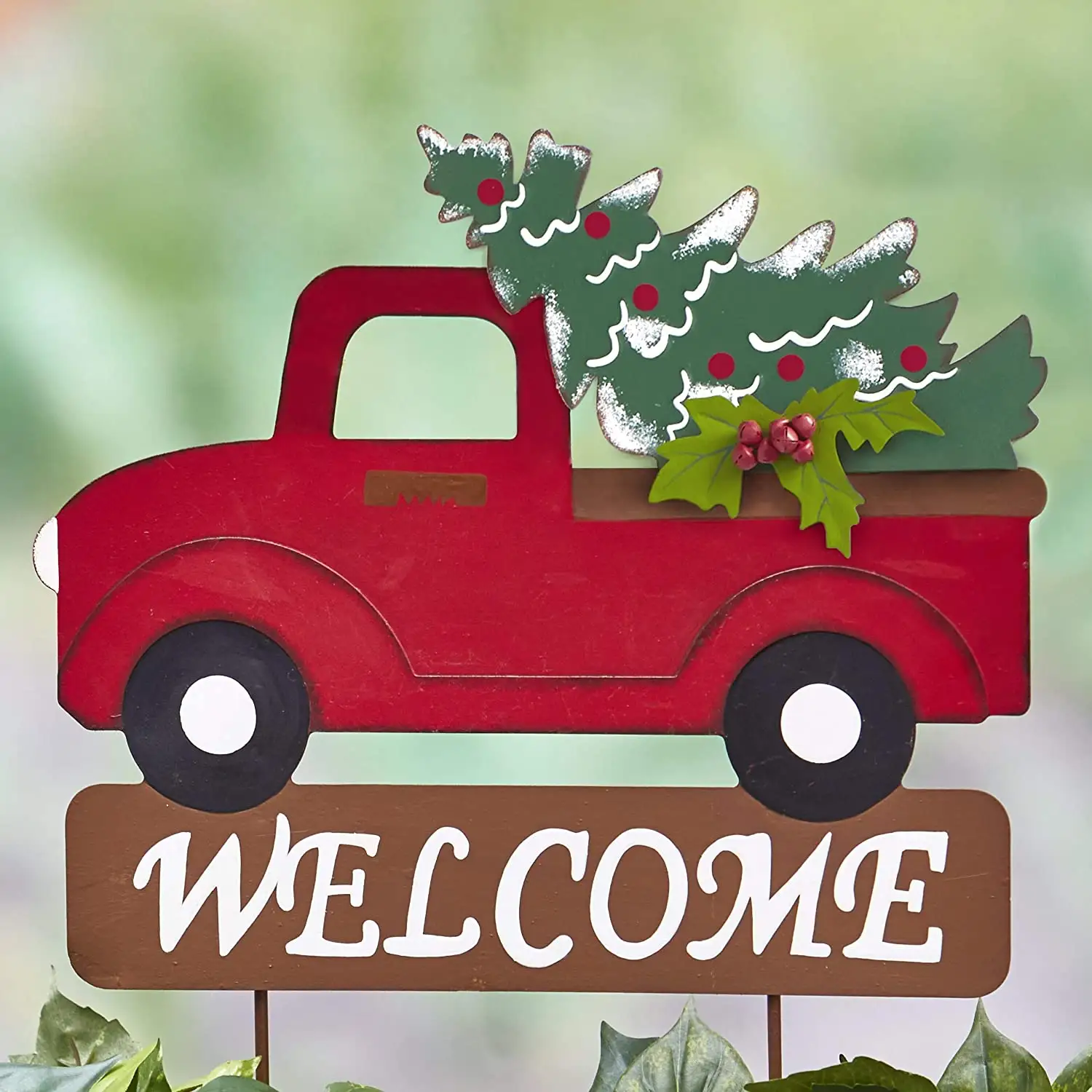 Wholesale Outdoor Welcome Christmas Decoration Garden Truck Stake Set with Seasonal Sign Loads Garden Ornaments Supplies