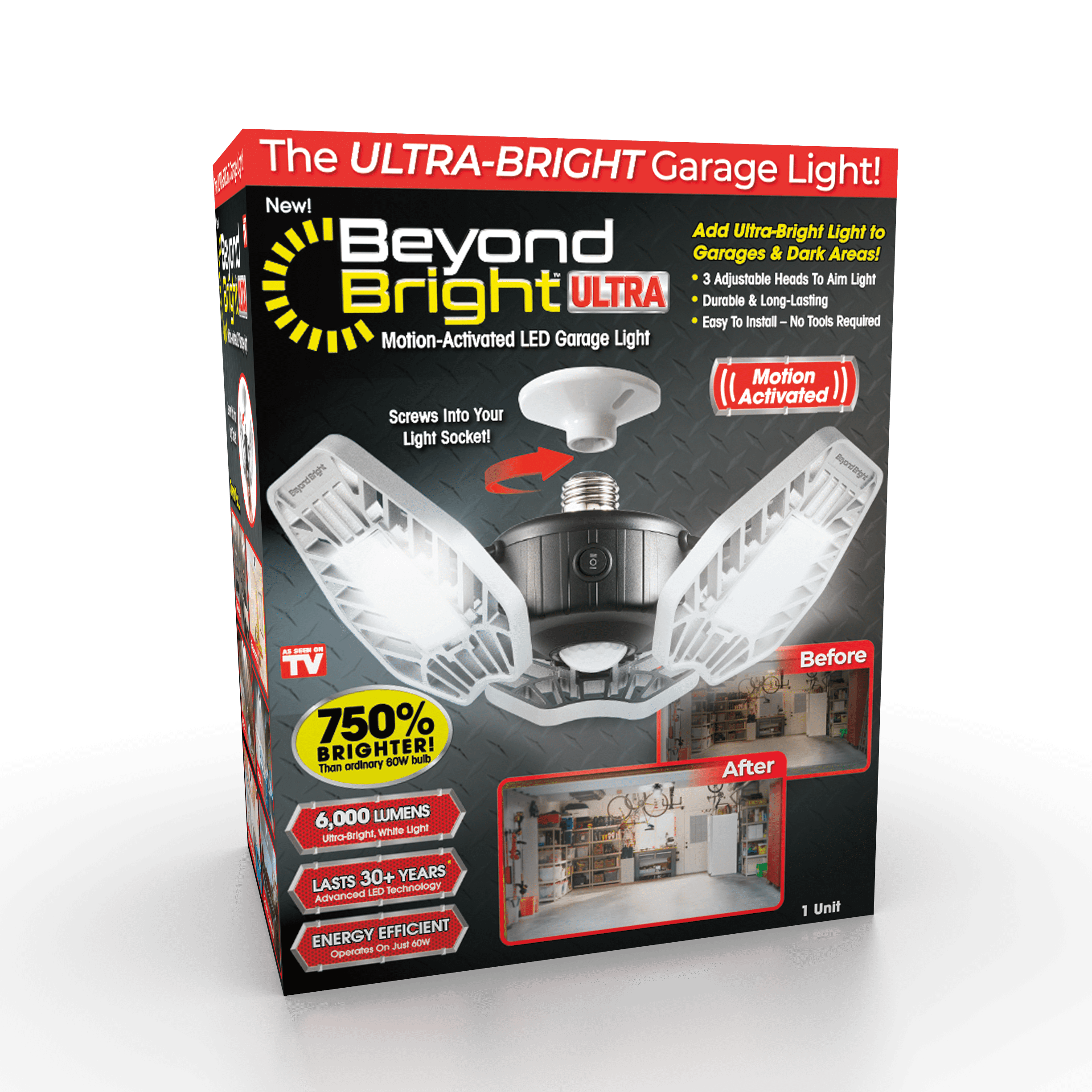 Beyond Bright Garage Light Ultra Bright LED， Motion Activated， Beam Angle 270°