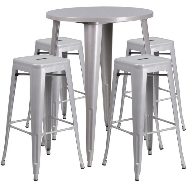 30-inch Indoor/ Outdoor 5-piece Round Metal Table and Stools Set