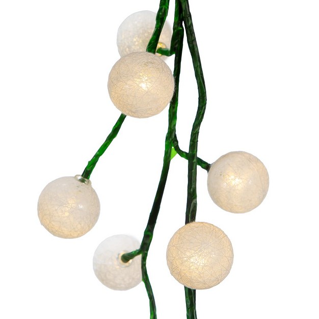 Kurt Adler 6 foot Green Garland With 48 Warm White Led Lights And White Ball