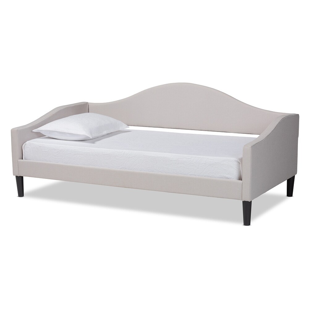 Milligan Modern   Contemporary Beige Fabric Upholstered Wood Daybed