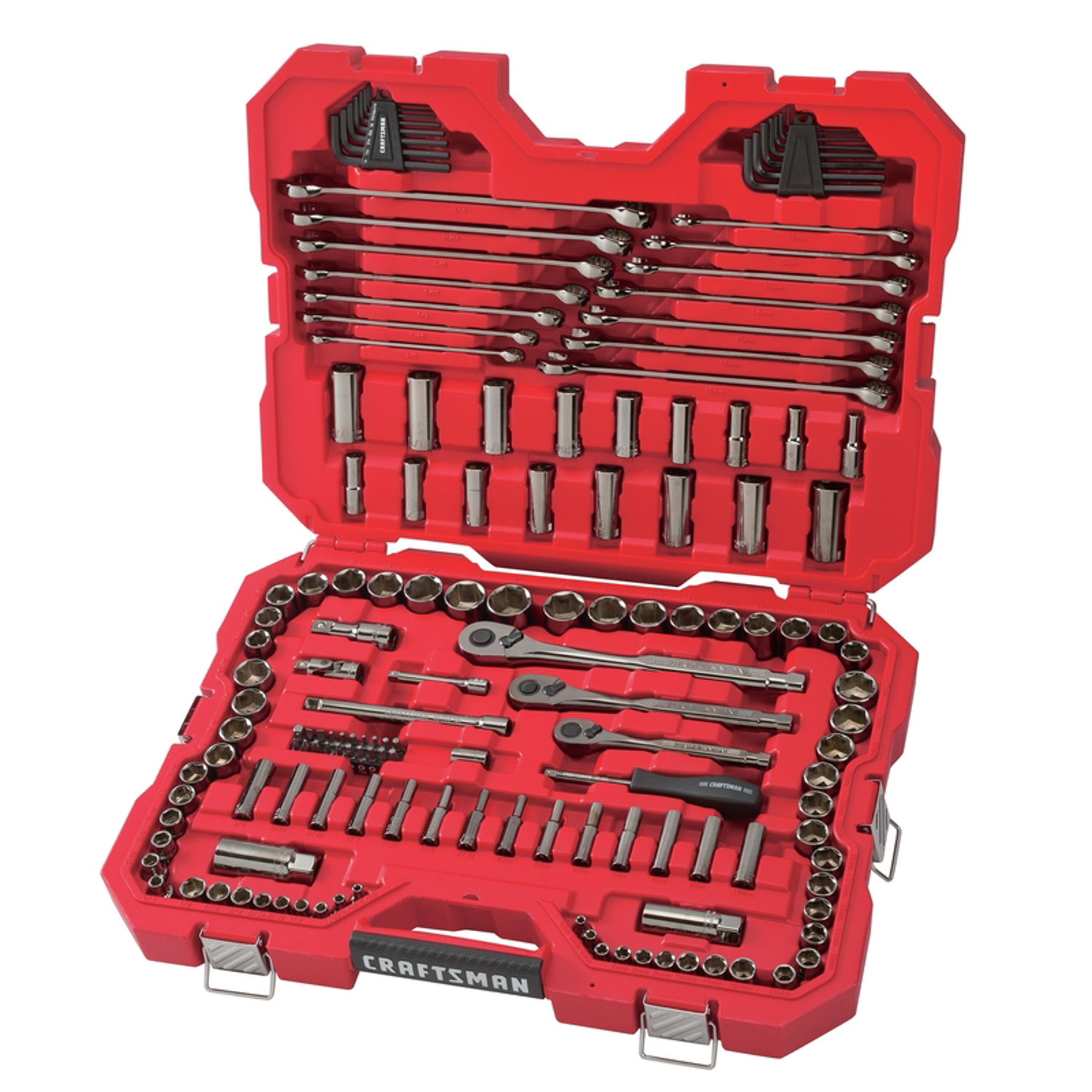 Craftsman 1/4， 3/8 and 1/2 in. drive Metric and SAE 6 Point Mechanic\u0027s Tool Set 121 pc