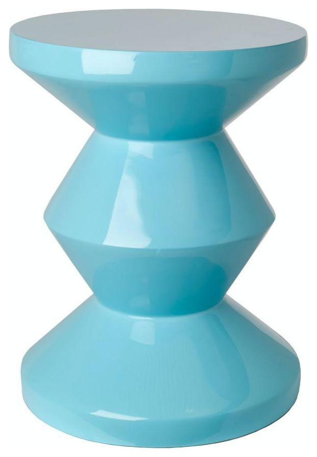 Blue Lacquered Accent Stool  Pols Potten Zig Zag   Contemporary   Accent And Garden Stools   by Luxury Furnitures  Houzz