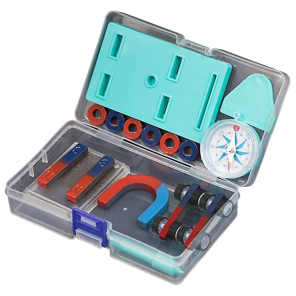 Kids Science Magnet Set Bar Ring Horseshoe Compass Car Kit Children Educational Experiment Tools