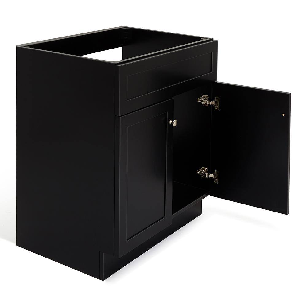 ARIEL Hamlet 30 in. W x 21.5 in. D x 34.5 in. H Bath Vanity Cabinet without Top in Black F030S-BC-BLK