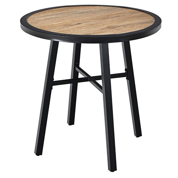 Costway 29 x27 x27 Patio Round Bistro Metal Table Wood like Top Garden Deck Backyard