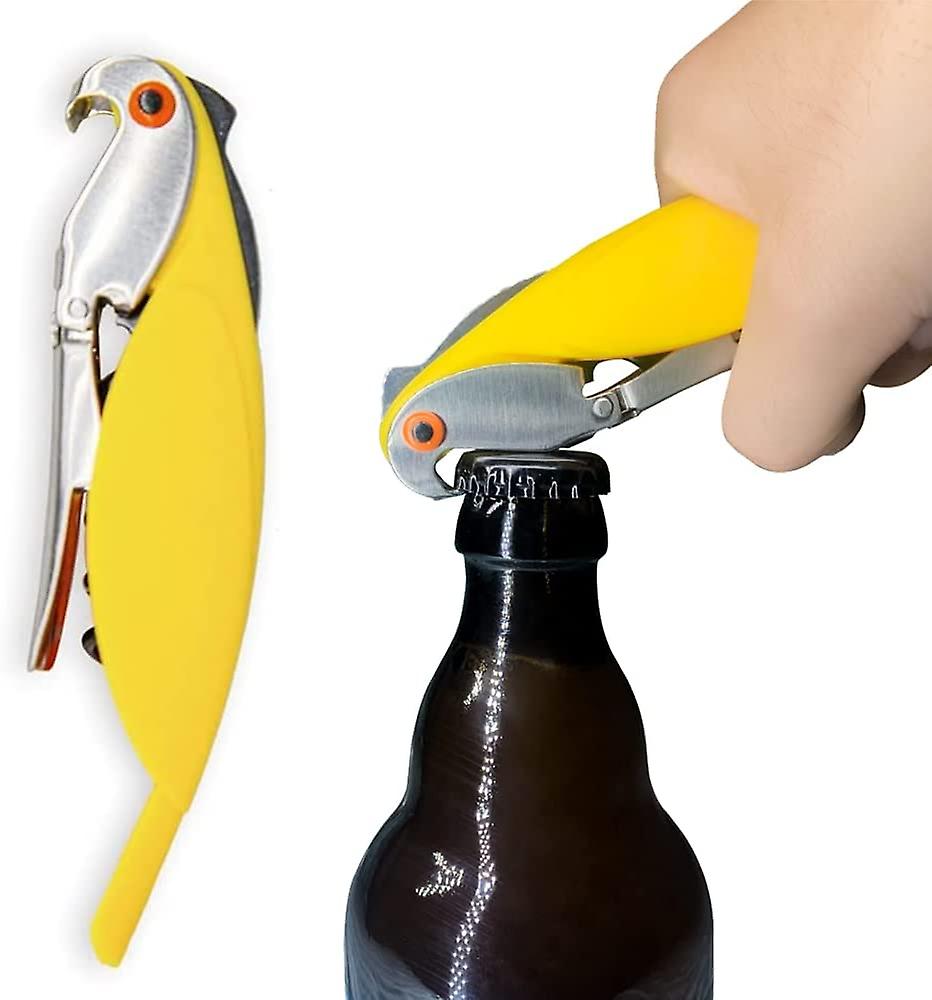 3 In 1 Beer Bottle Opener Wine Opener Stainless Steel Corkscrew For Dad Husband Girlfriend Boyfriend Man Woman Pack Of 2 (one Yellow And One Red)