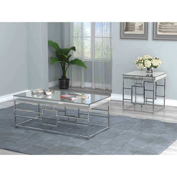 Coaster Furniture Dafina Chrome Geometric Frame Square End Table