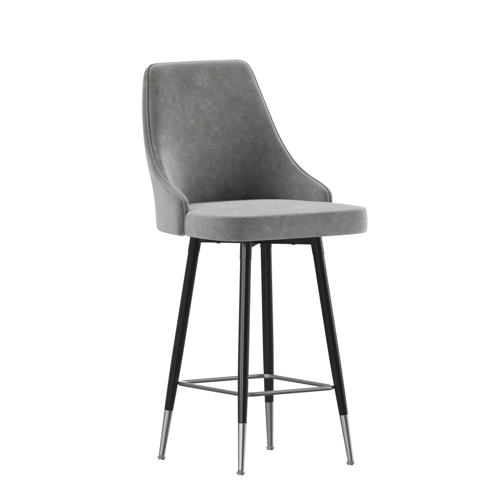 Armless Upholstered Counter Stools with Accented Metal Frames