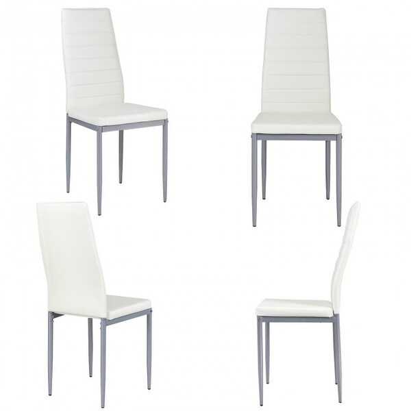 4 pcs PVC Leather Dining Side Chairs Elegant Design - 16.0