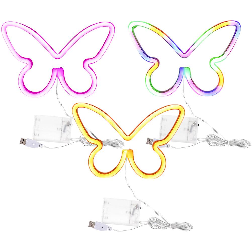 3pcs Butterfly Neon Signs Butterfly Led Light Usb Battery Powered Hanging Neon Signs