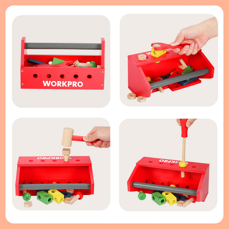 WORKPRO Wooden Building Toy Tools Set， Building Toy Set CreativeandampEduc