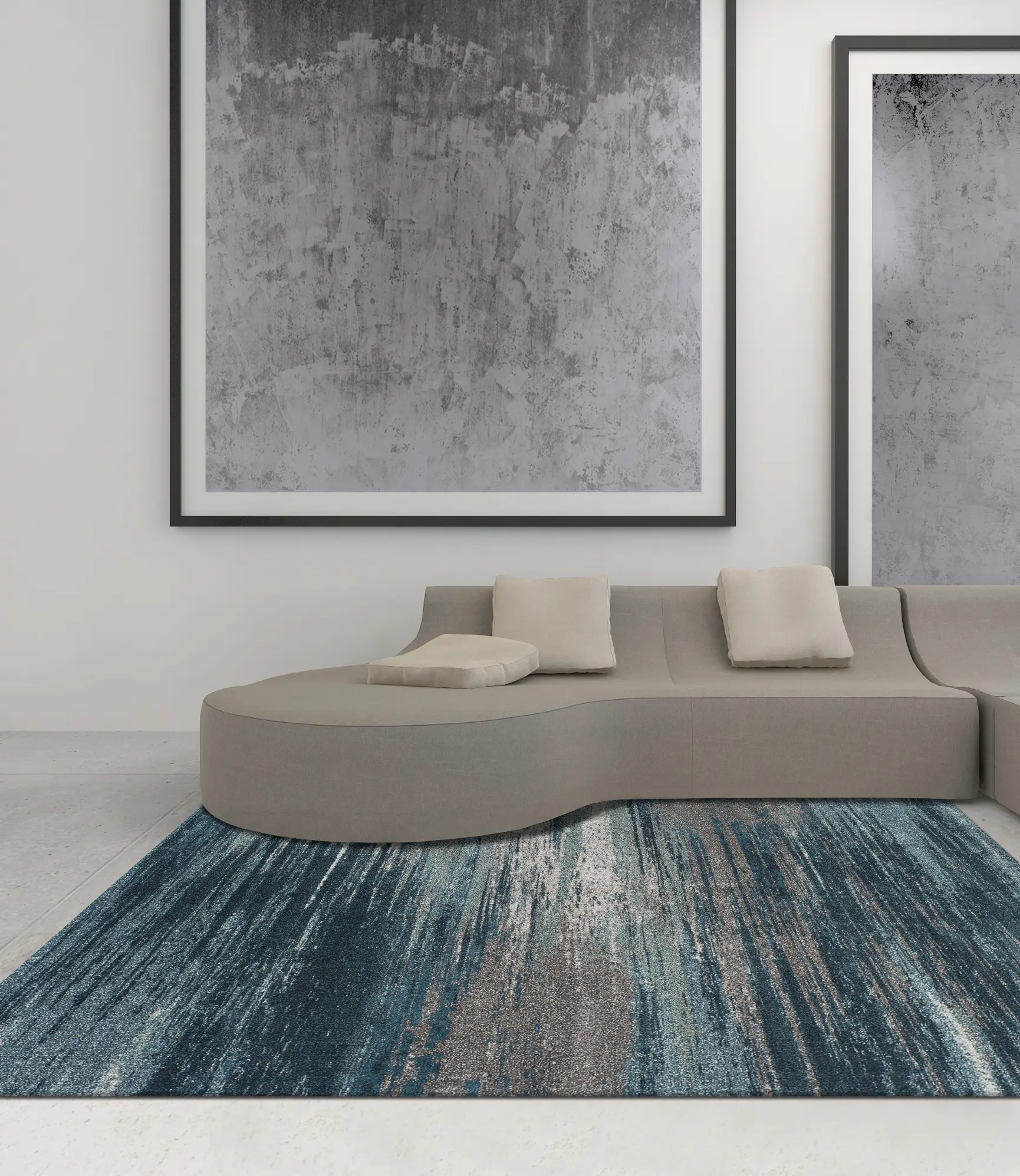 Modern Grays 8 x 11 Gray and Teal Area Rug