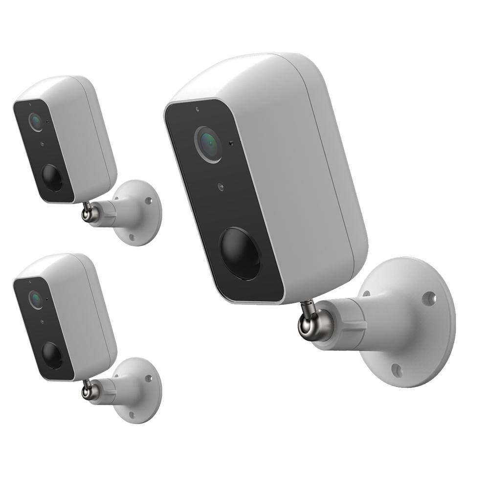 Feit Electric Battery Powered Outdoor Wall Mount Wi-Fi Smart IP Security Camera Motion  Sound Detection MicrophoneSpeaker (3-Pack) CAMWMWIFIBAT3